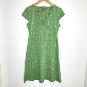 Toad & Co Rosemarie Dress Womens Medium Green Print Short Sleeve
